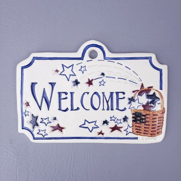 Longaberger Welcome Plaque Sign Ceramic C Berry Lot Of 6, 2 Signed by C Berry - Picture 11 of 16